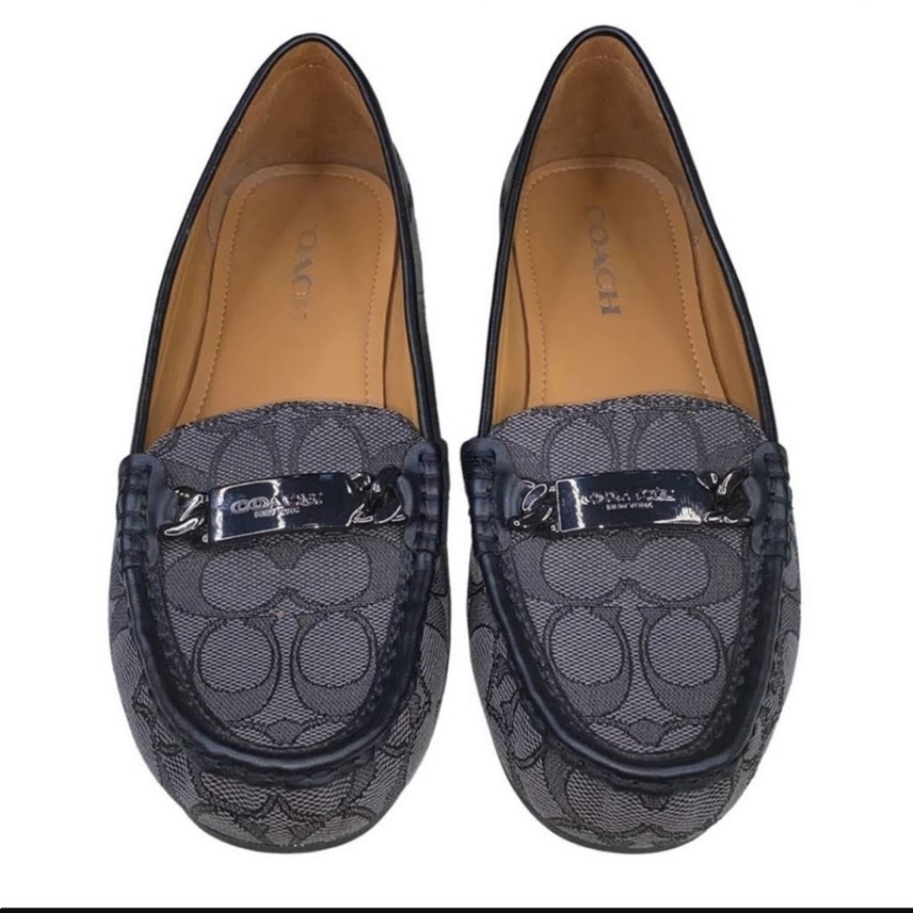Coach Signature "C" Loafers Black/Grey Women’s Size 8 Gem